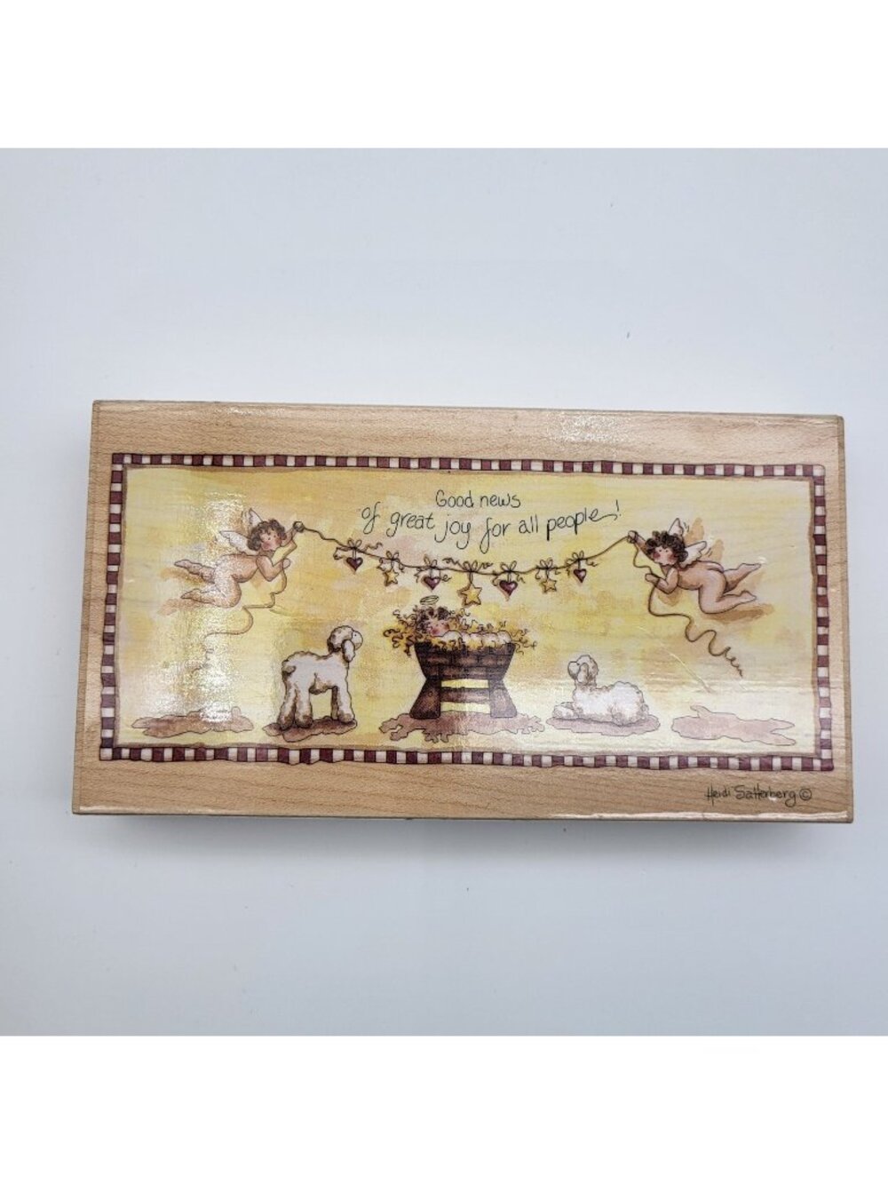 VTG Nativity Rubber Stamp Good News of Great Joy Christmas Heidi Satterberg